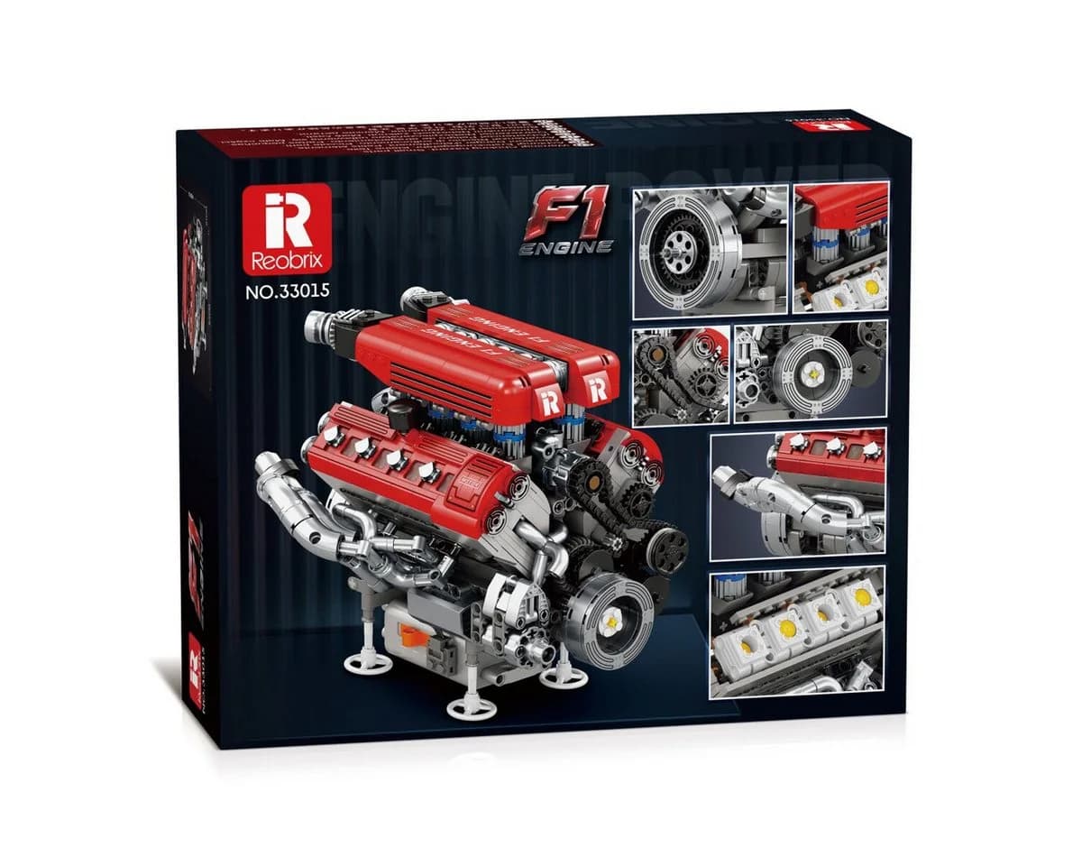 Reobrix Rennmotorblöcke Klemmbaustein Fahrzeug 1101 Teile Gold - Bild 5