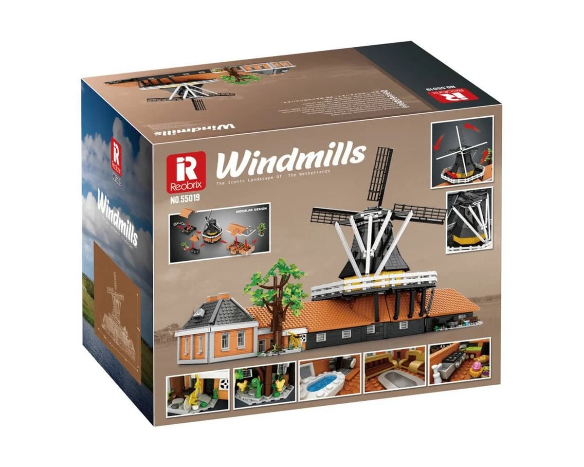 Reobrix 55019 Windmühle Klemmbaustein Set 801 Teile Rosa