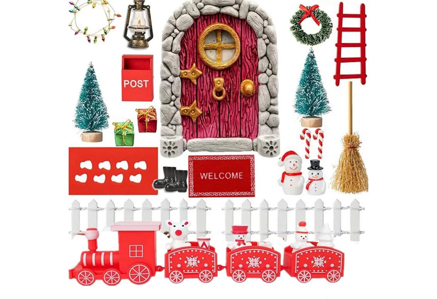 Bundviel Weihnachtsdorf Wichteltür Set Miniatur Zubehör Deko Wichtel Weihnachten - Bild 2
