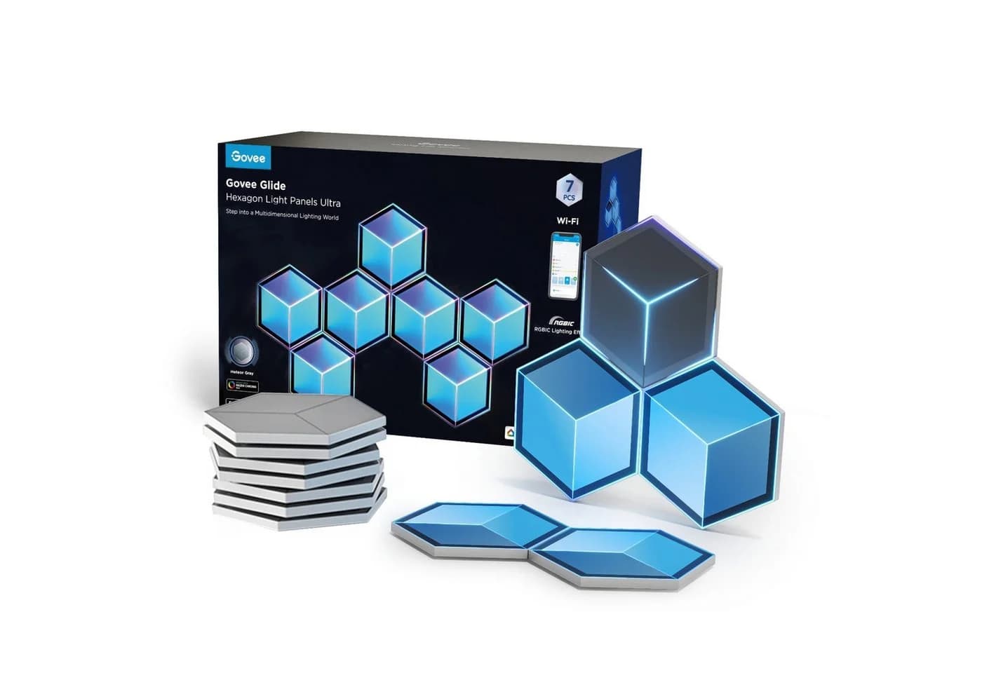 Govee Glide Hexagon Light Panels Ultra 7 Pack LED-Leuchte Grau - Bild 2