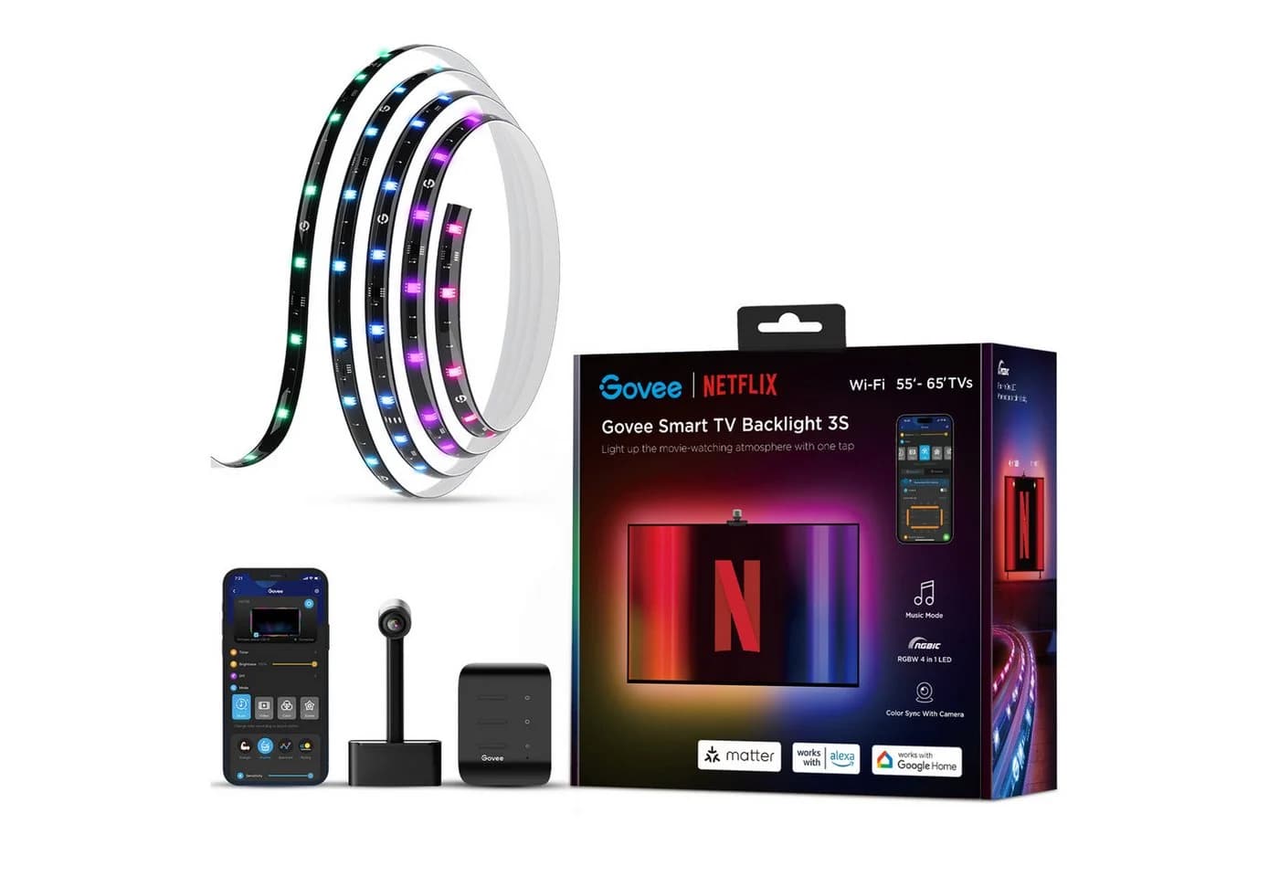 Govee Smarte Lampe TV-Hintergrundbeleuchtung RGBICW Smart Home - Bild 3