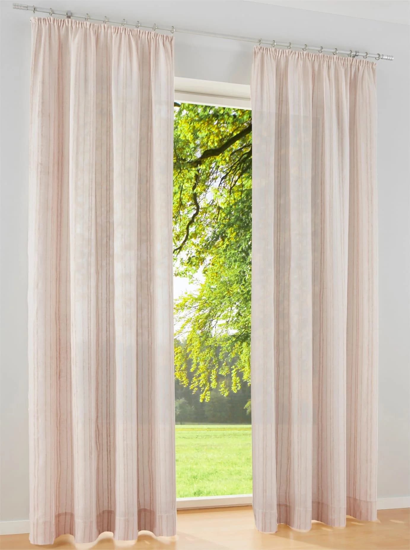 HEINE HOME Gardine Beige Leinen-Optik Jaquard