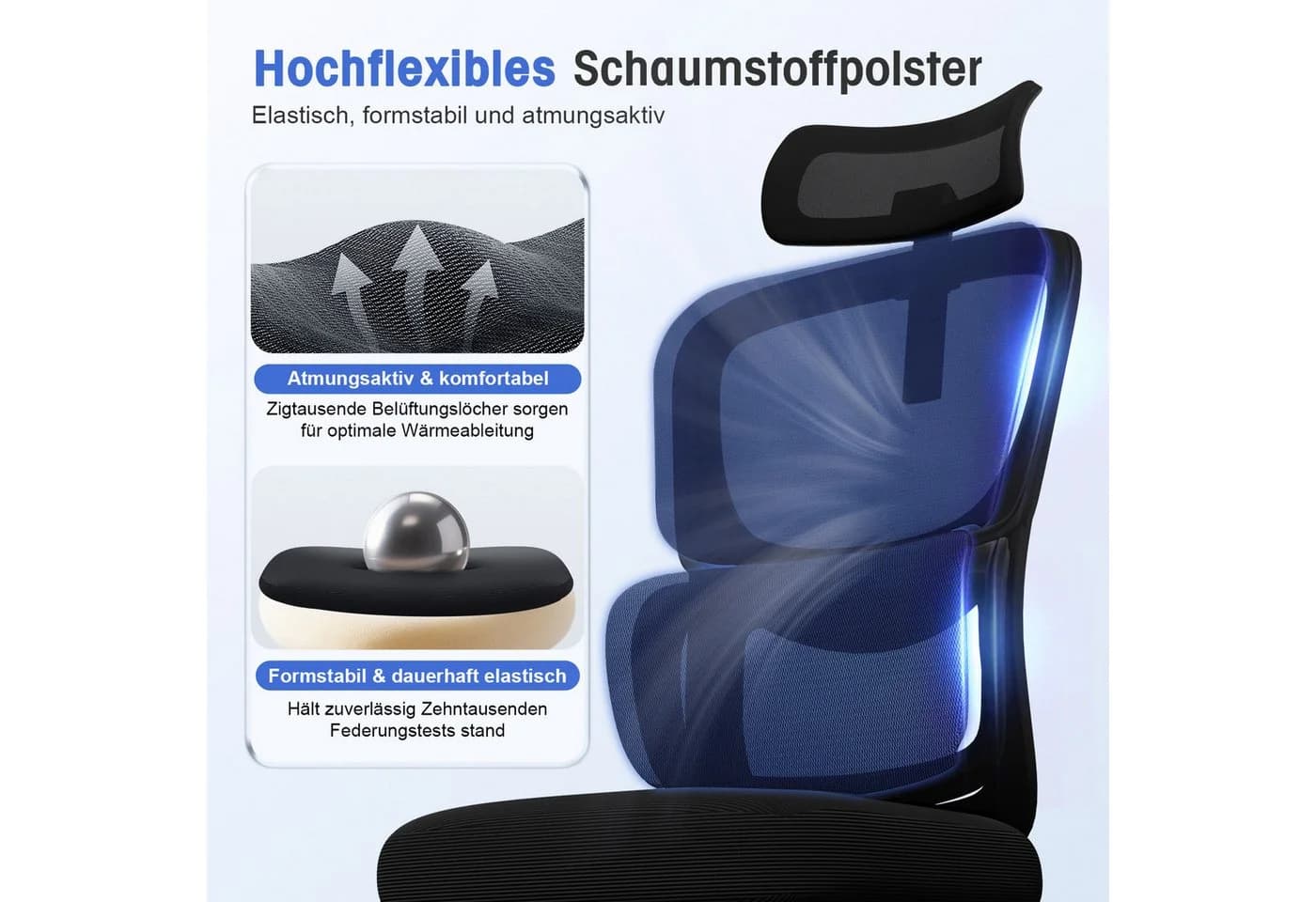 Homimaster Bürostuhl Ergonomisch mit Klappbaren Armlehnen - Bild 4
