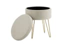 Zedelmaier Stauraumhocker Samt Creme mit goldenen Metallbeinen Bild 4