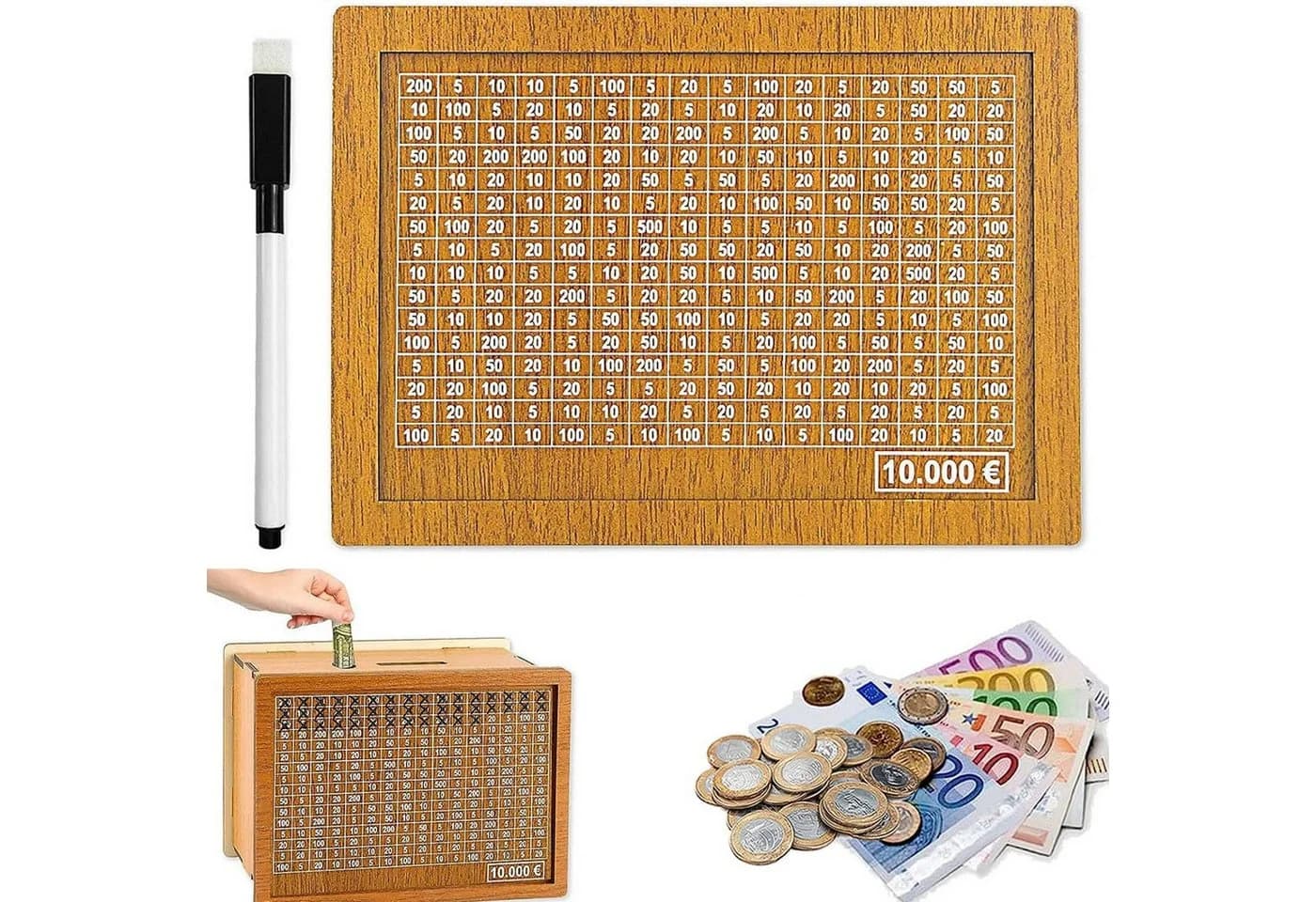 Bundviel Spardose aus Holz Braun Motivierende Sparbox - Bild 2