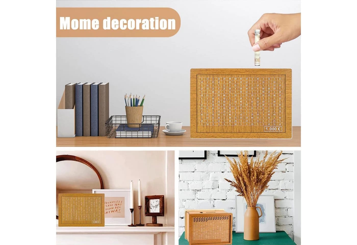 Bundviel Spardose aus Holz Braun Motivierende Sparbox - Bild 4