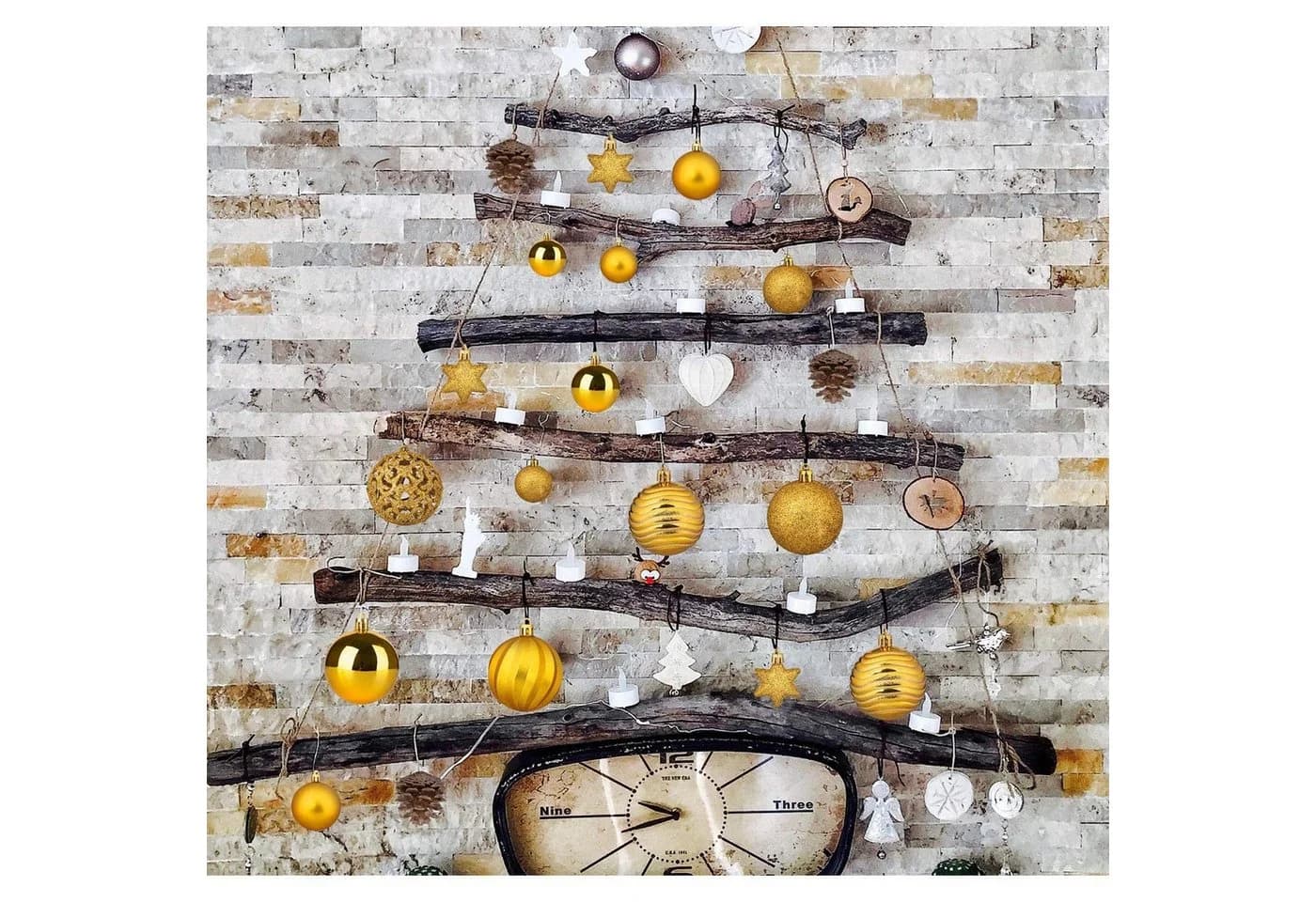 Bundviel Weihnachtskugel Set 101-tlg. Gold mit Christbaumspitze