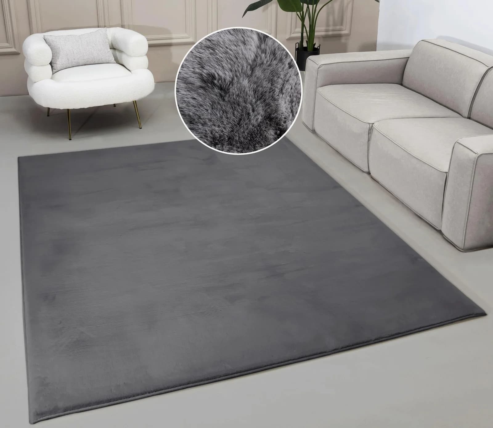 Fellteppich MY HOME Balu Kunstfellteppich Modern Langflor Teppich Kaninchenfell-Haptik