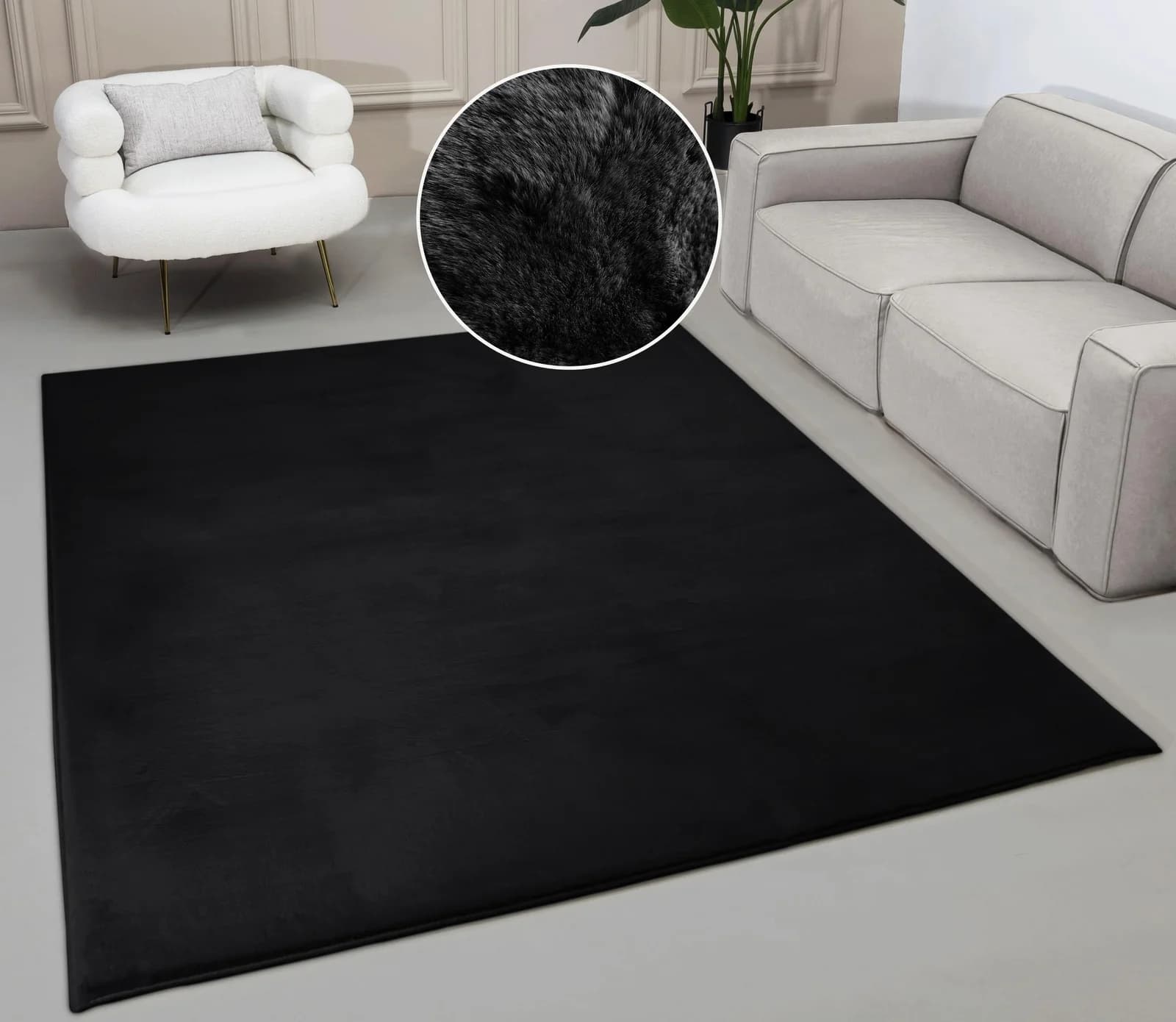 Fellteppich MY HOME "Balu" Kunstfellteppich Modern Langflor Teppich Schwarz