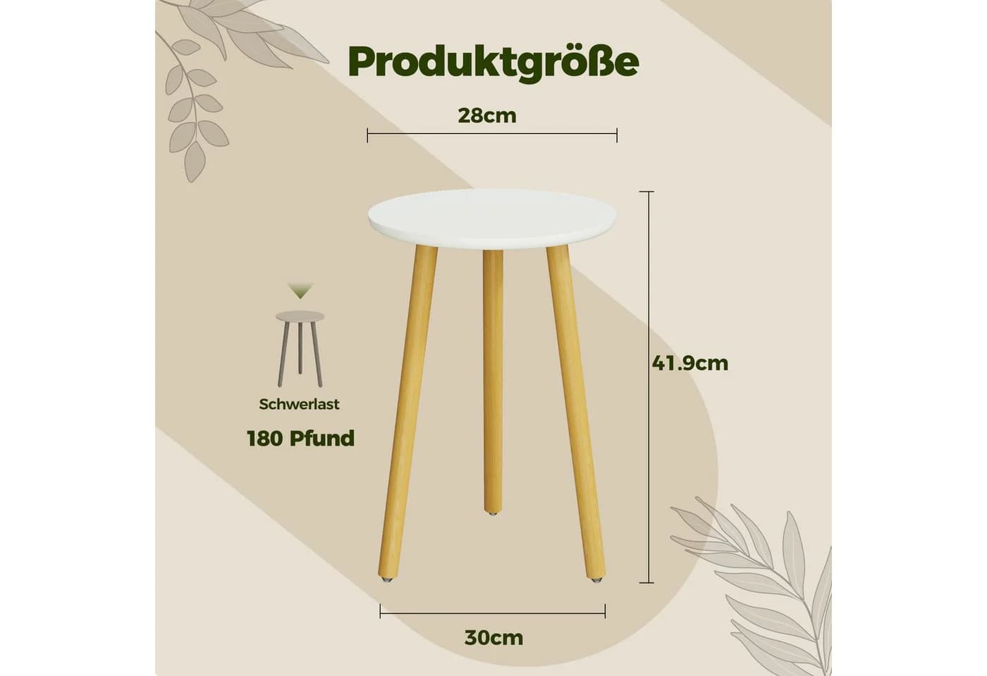 Bamworld Blumenständer hoch Weiß Naturholz Skandinavisches Design