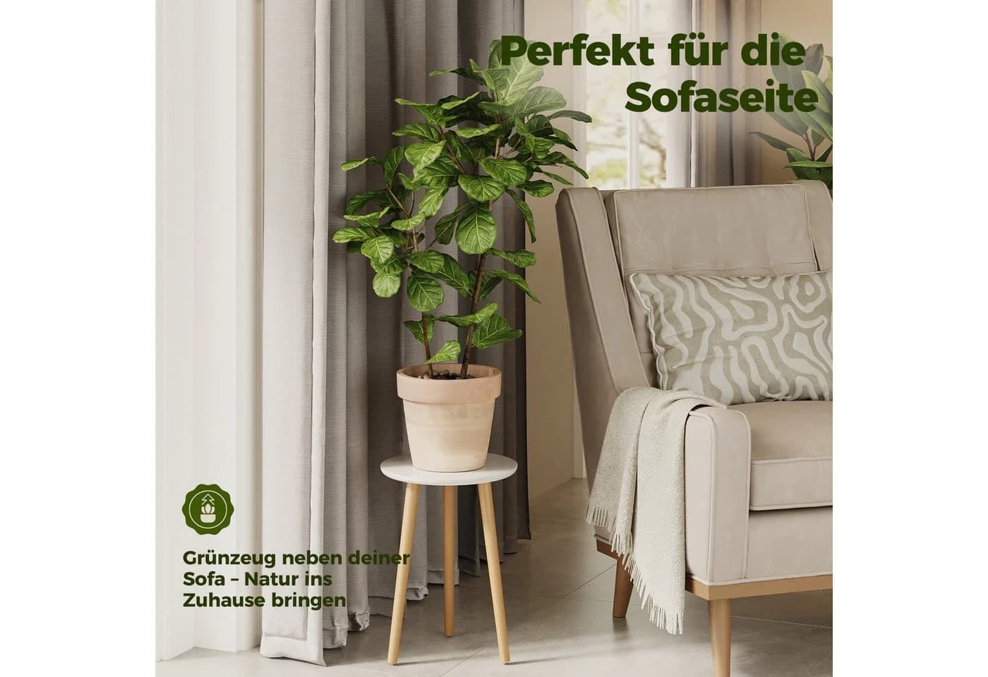 Bamworld Blumenständer hoch Weiß Naturholz Skandinavisches Design - Bild 4