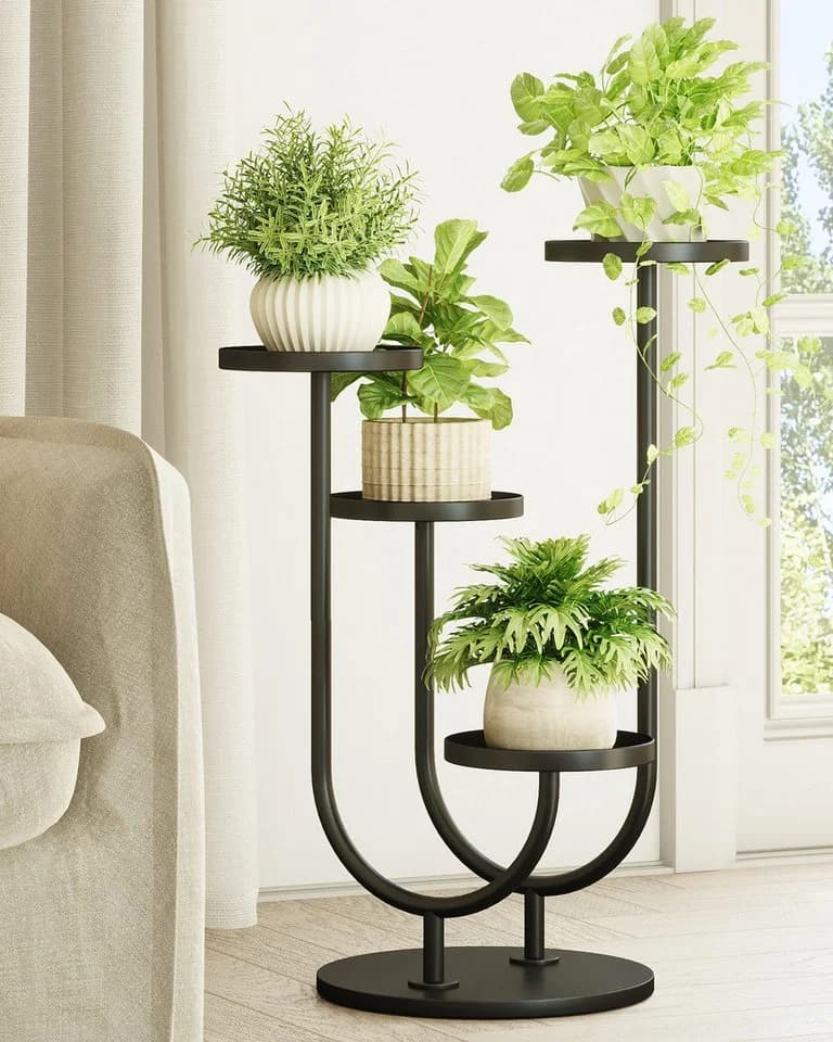Bamworld Blumenständer 4 Ebenen Schwarz Metall - Bild 2