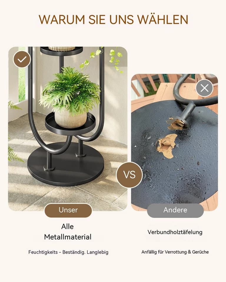 Bamworld Blumenständer 4 Ebenen Schwarz Metall - Bild 3