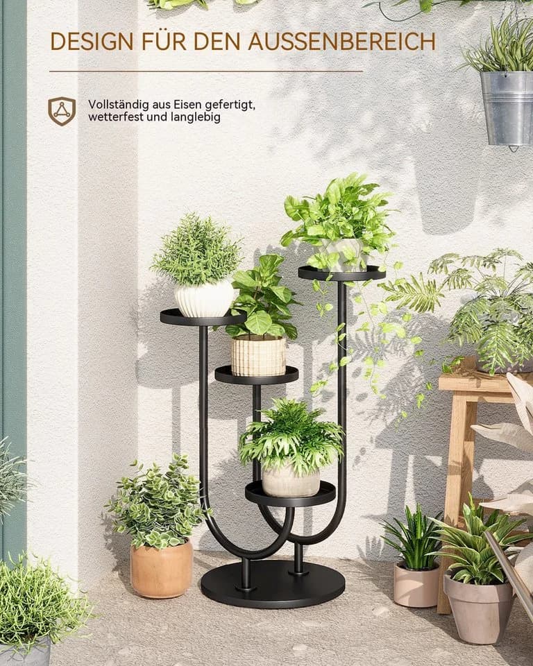 Bamworld Blumenständer 4 Ebenen Schwarz Metall - Bild 4