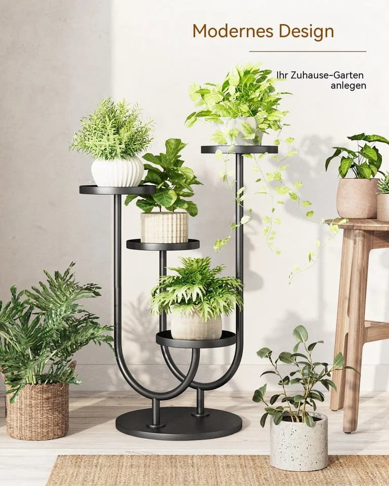 Bamworld Blumenständer 4 Ebenen Schwarz Metall - Bild 5