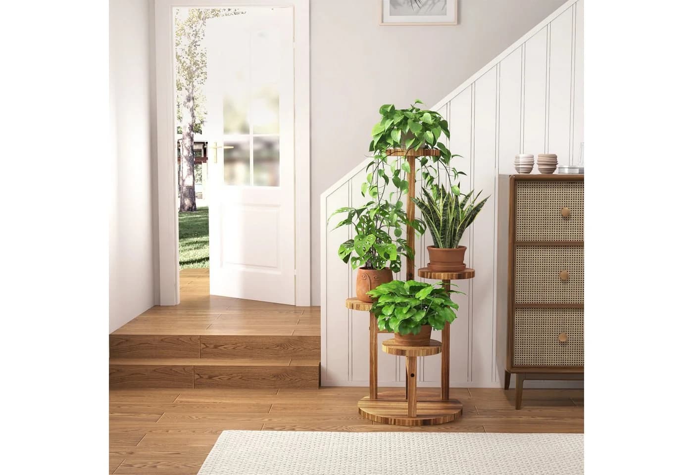 Bamworld 4-stöckiger Blumenständer aus Massivholz Braun - Bild 3