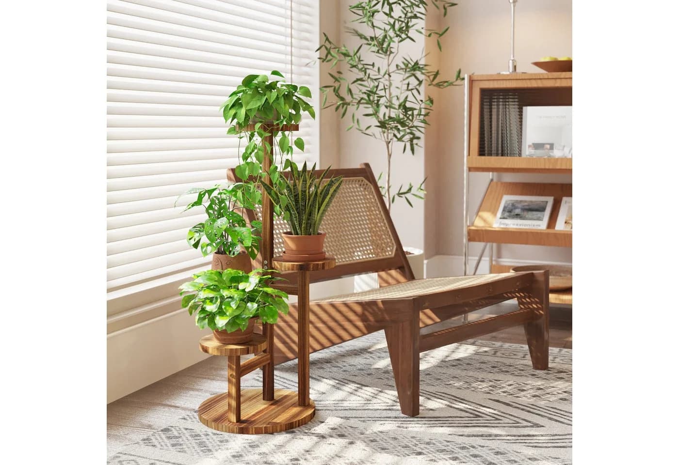 Bamworld 4-stöckiger Blumenständer aus Massivholz Braun - Bild 4