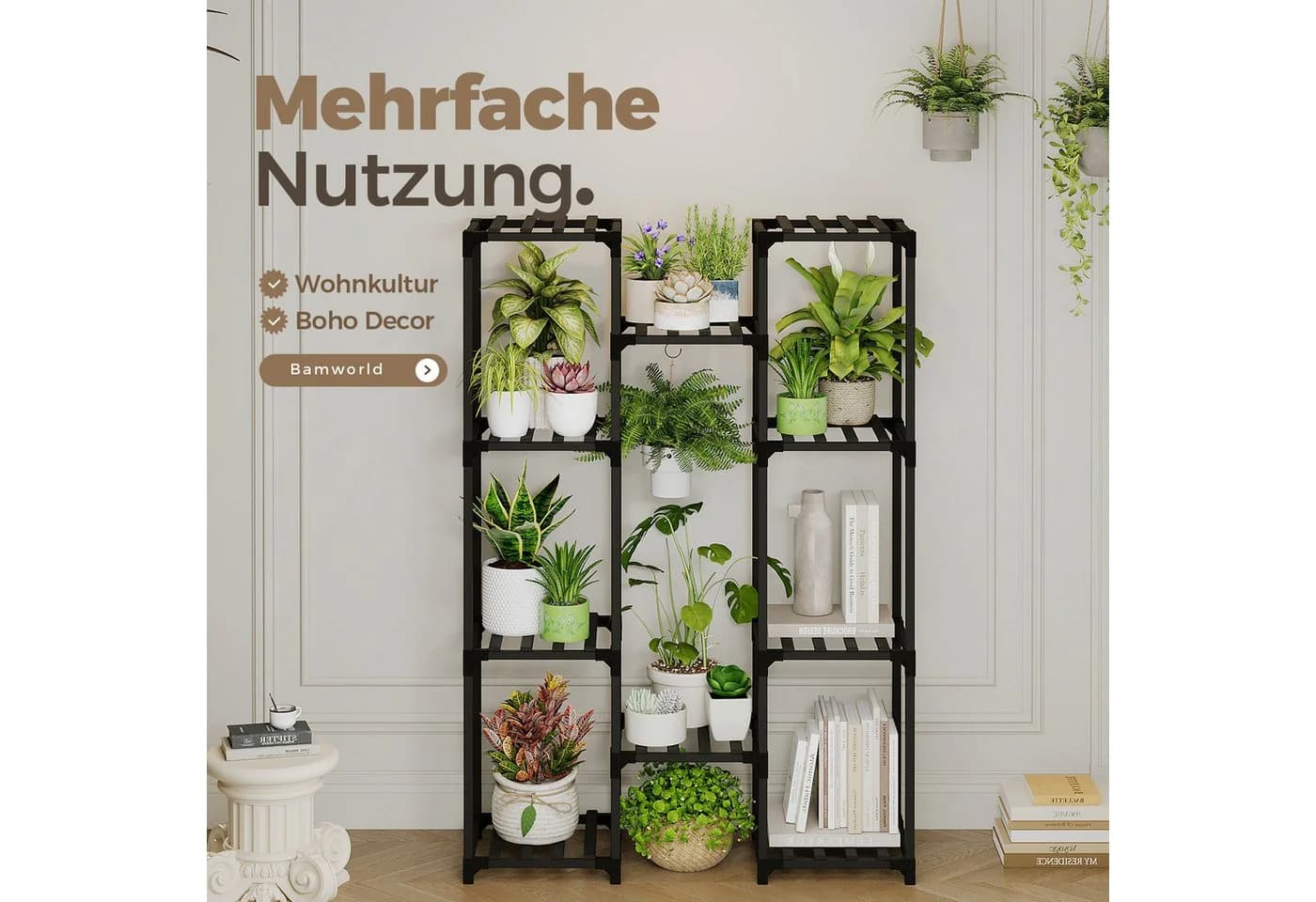 Bamworld Blumenständer Pflanzenständer Hoher Pflanzenstufen Pflanzenregal - Bild 5