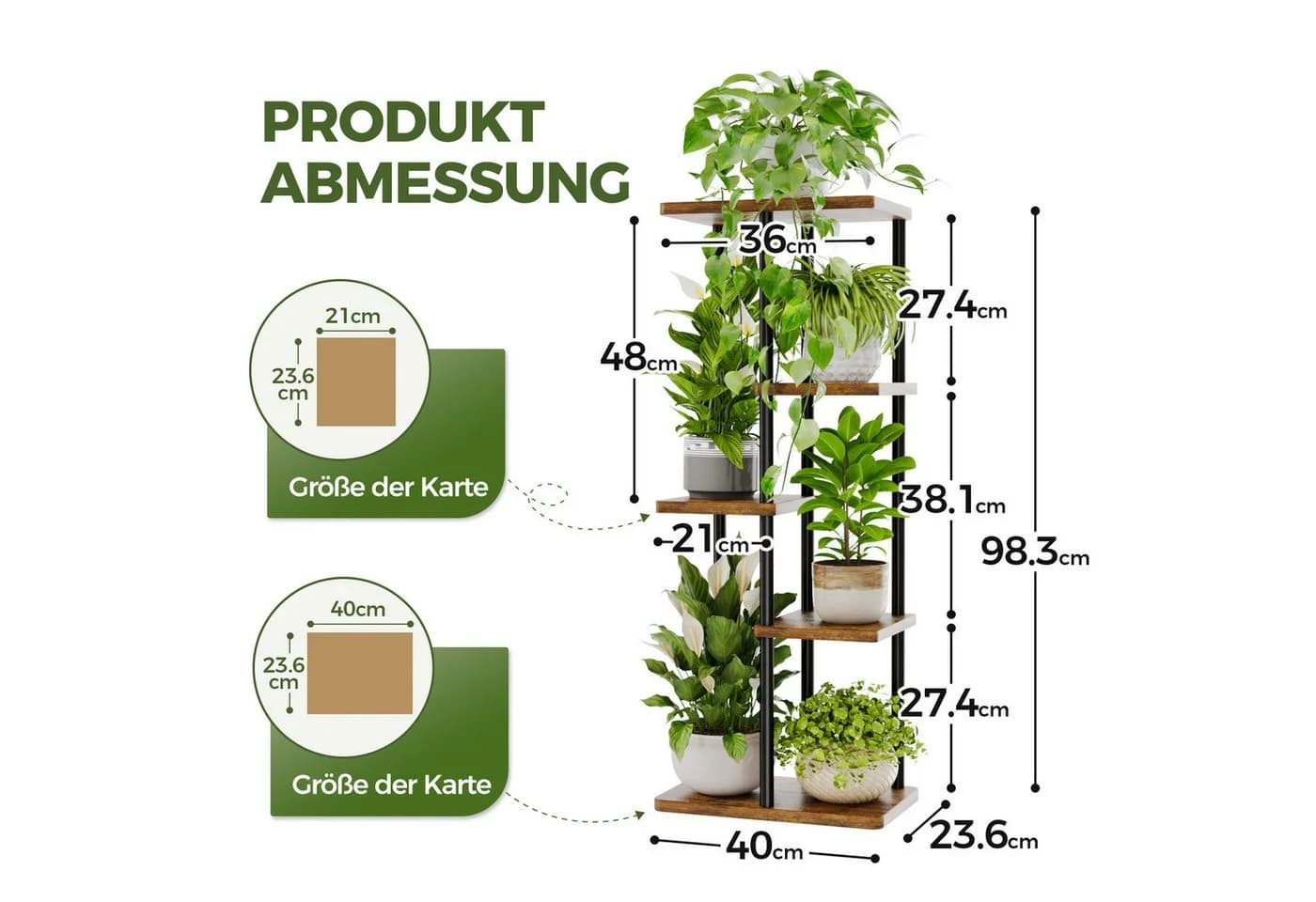 Bamworld Blumenständer 5 Ebenen Braun Metall & Holz