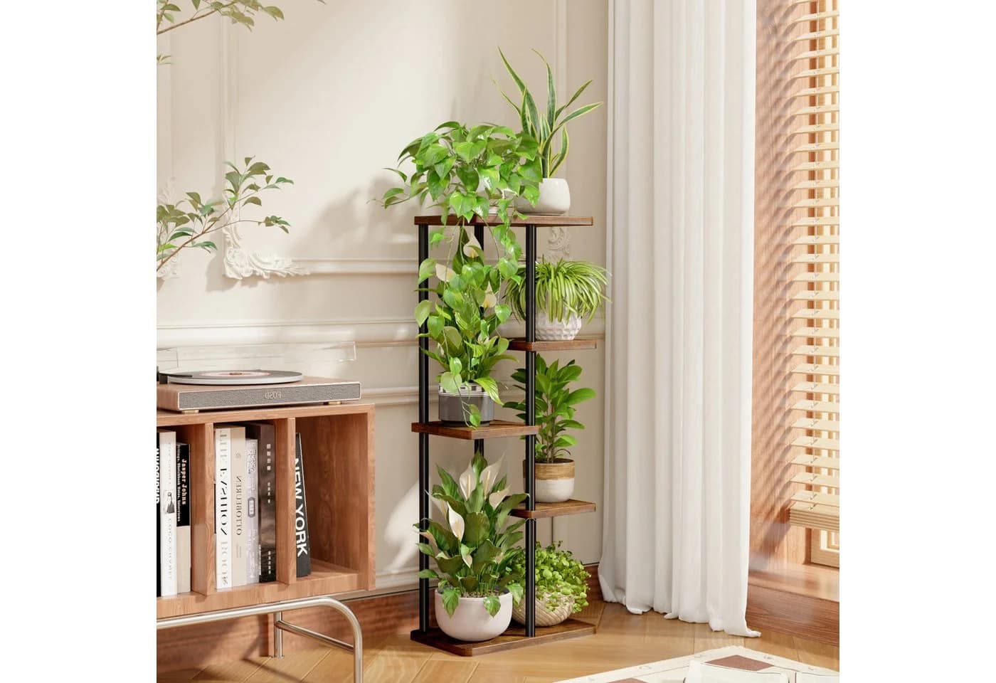 Bamworld Blumenständer 5 Ebenen Braun Metall & Holz - Bild 5