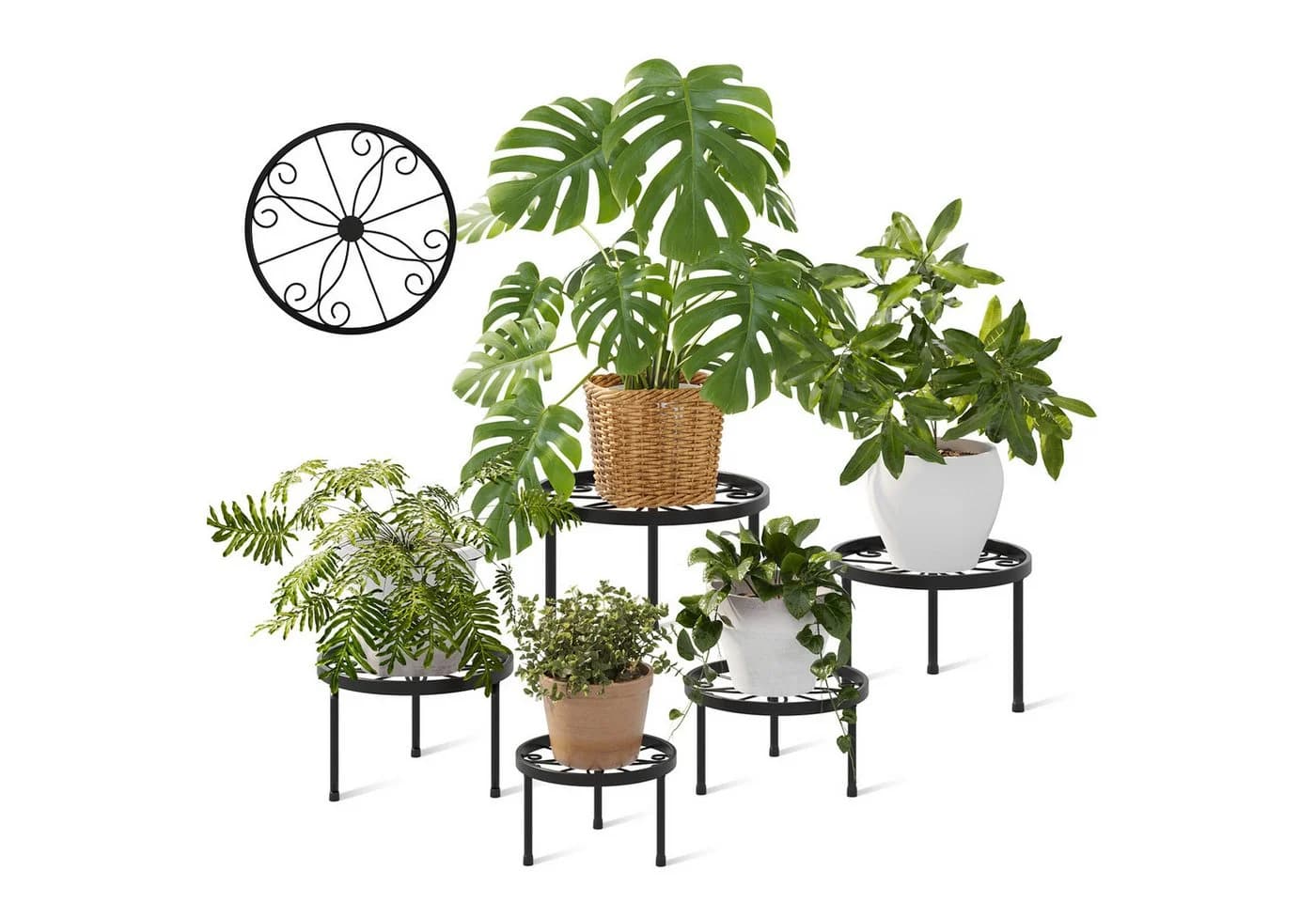 Bamworld Blumenständer 5er-Set Rostfreier Metall-Pflanzenständer - Bild 2