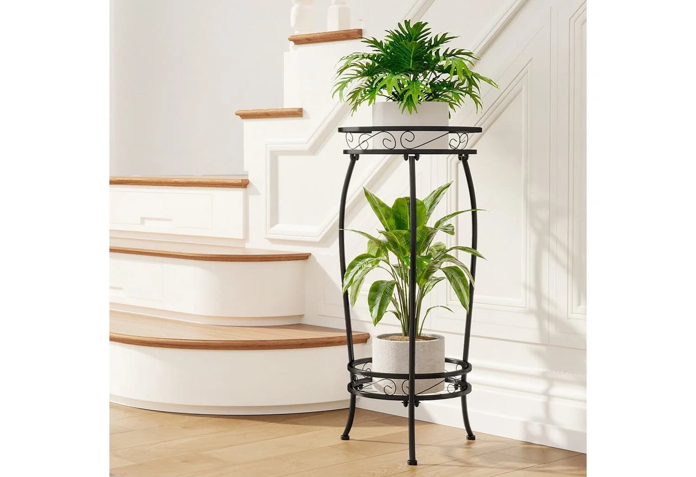 Bamworld Blumenständer Zweistöckiger Pflanzenständer Metallregal 69cm - Bild 5
