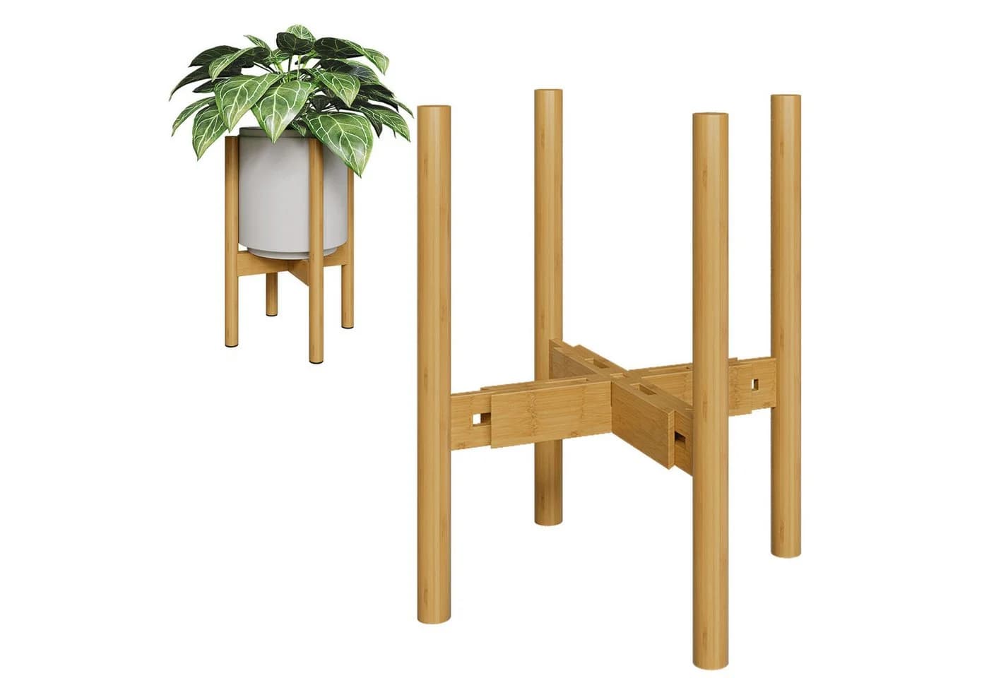 Bamworld Blumenständer Bambus Höhenverstellbar Kippsicher - Bild 2