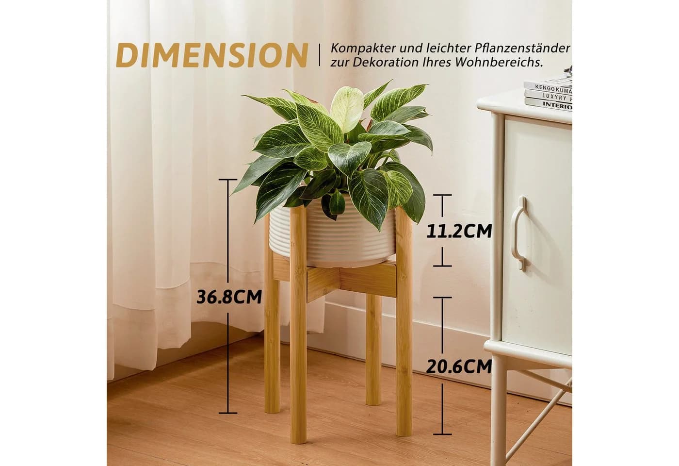 Bamworld Blumenständer Bambus Höhenverstellbar Kippsicher - Bild 3