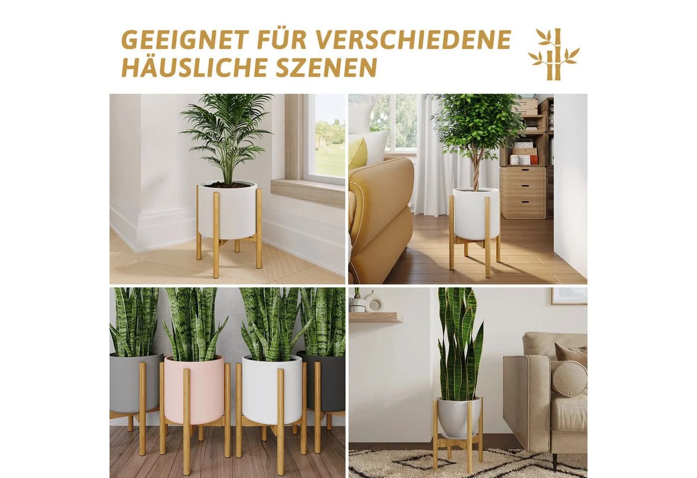 Bamworld Blumenständer Bambus Höhenverstellbar Kippsicher - Bild 5
