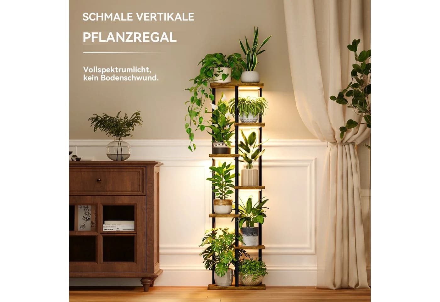 Bamworld Pflanzenständer 7-stufig mit Wachstumslicht Schwarz/Braun - Bild 3