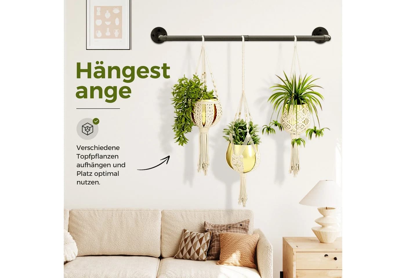 Bamworld Blumenampel Hängepflanzer Metall Schwarz - Bild 3