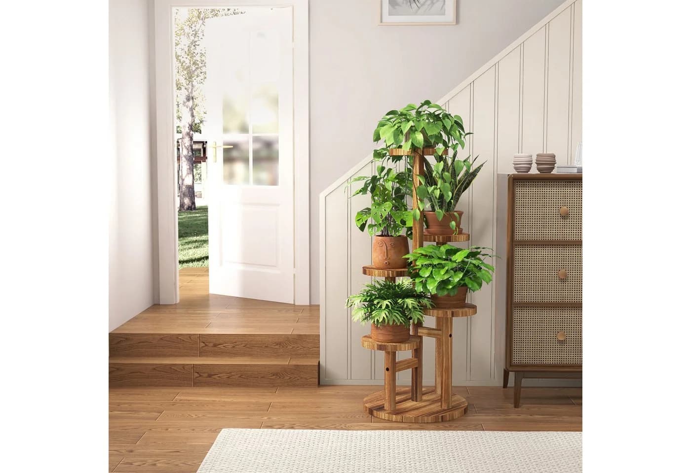 Bamworld Blumenständer Holzblumenständer 5-stufig Platzsparender Pflanzenträger - Bild 5