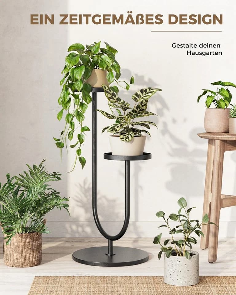Bamworld Blumenständer Metall Pflanzständer 2-stufig Schwarz - Bild 5