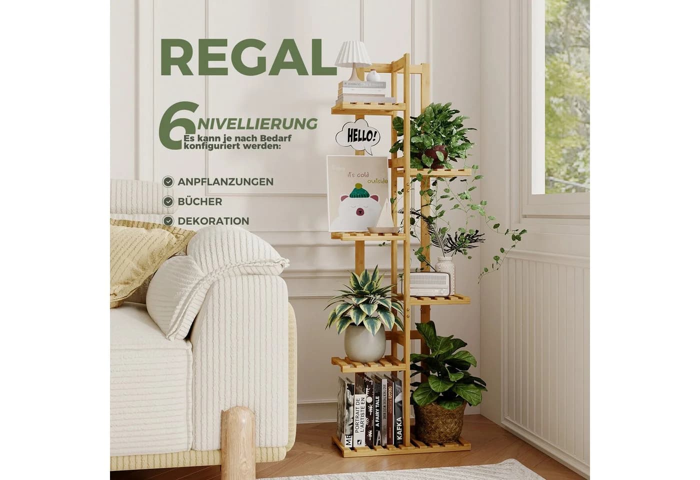 Bamworld Blumenständer Bambus-Pflanzenständer 6-stufig - Bild 5