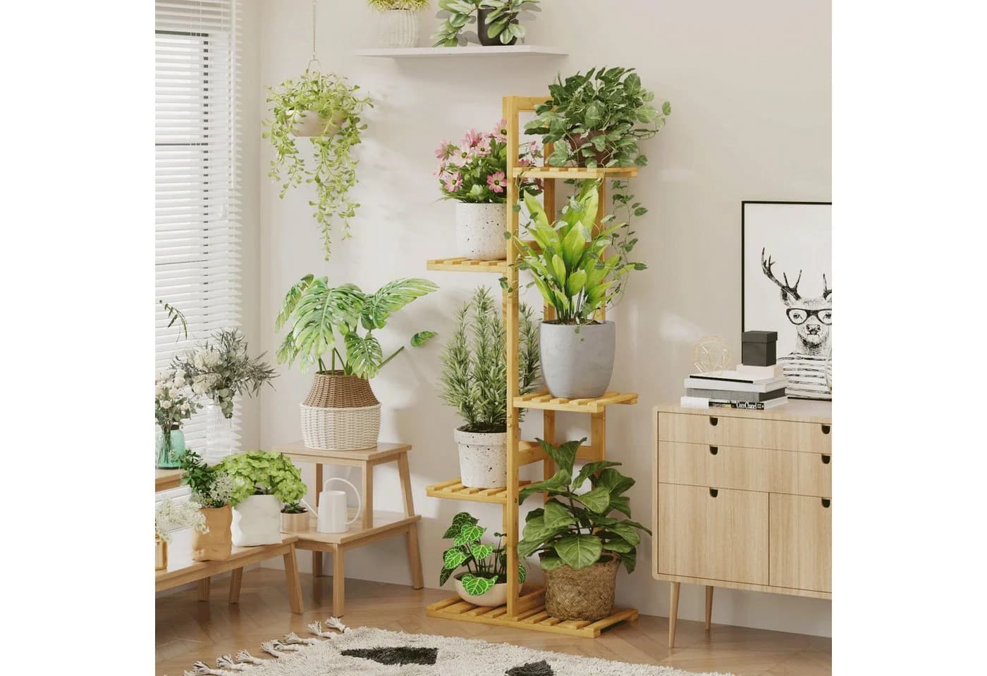 Bamworld 5-stöckiger Blumenständer aus Bambus Natur - Bild 3