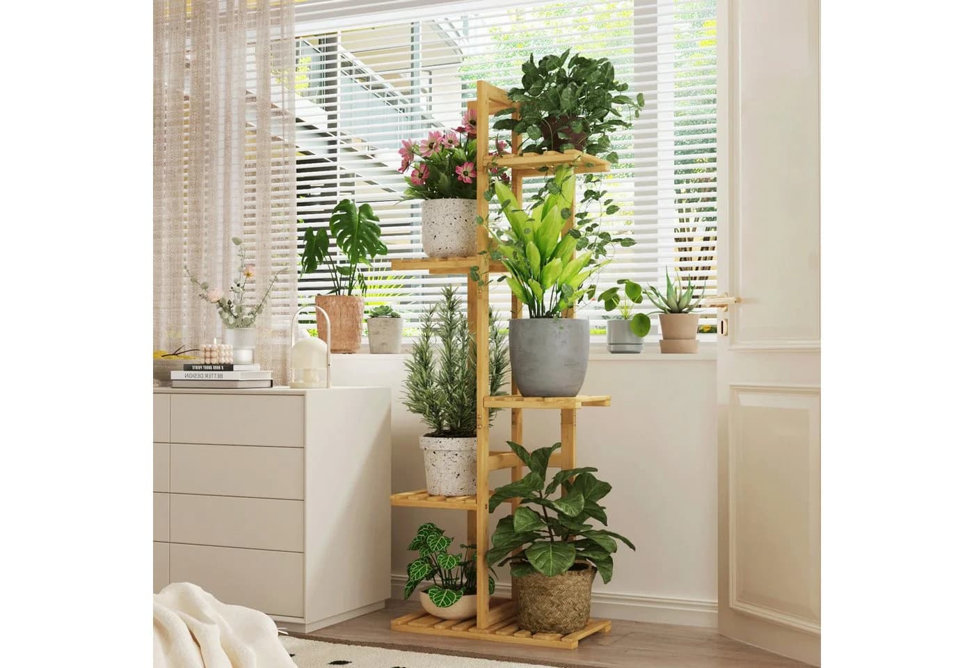 Bamworld 5-stöckiger Blumenständer aus Bambus Natur - Bild 4