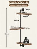 Bamworld 3-stufiges drehbares Wandpflanzenregal Industrie Design Holz Metall Bild 1
