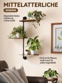 Bamworld 3-stufiges drehbares Wandpflanzenregal Industrie Design Holz Metall Bild 4