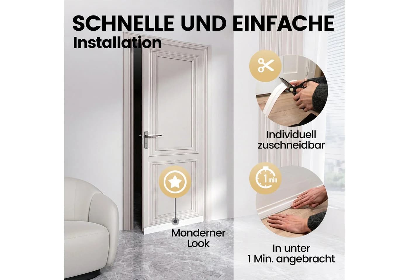 Bundviel Zugluftstopper Tür-Dichtung selbstklebend 1-2m - Bild 4
