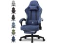 GTPLAYER Gaming-Stuhl Ergonomisch mit Fußstütze Stoff blau Bild 2