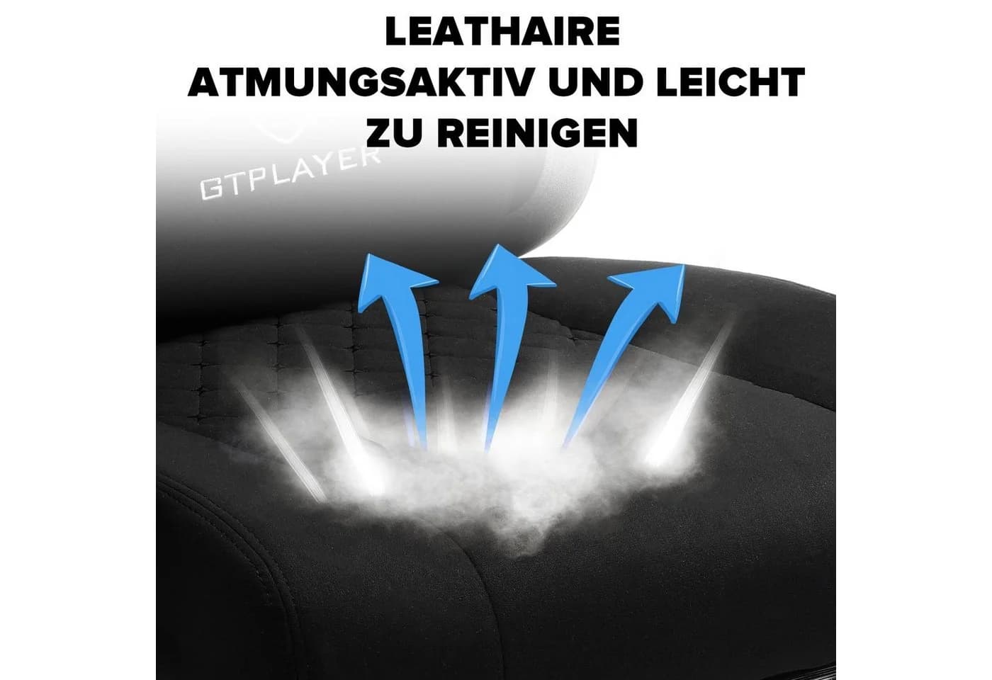 GTPLAYER Gaming-Stuhl Ergonomisch mit Fußstütze und Stoffbezug Schwarz - Bild 5