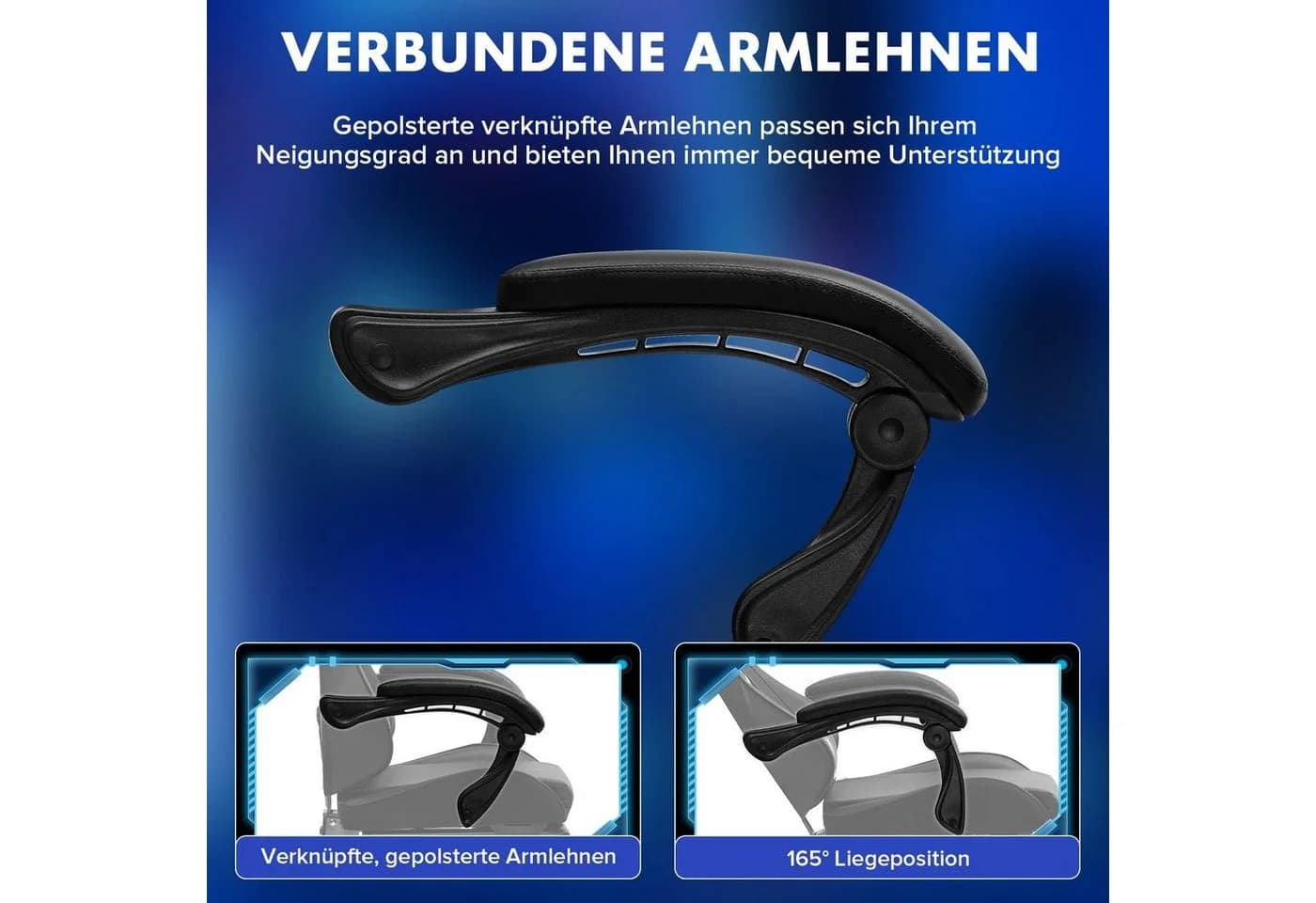 LUCKRACER Gaming-Stuhl Schwarz Ergonomisch mit Lendenkissen - Bild 5