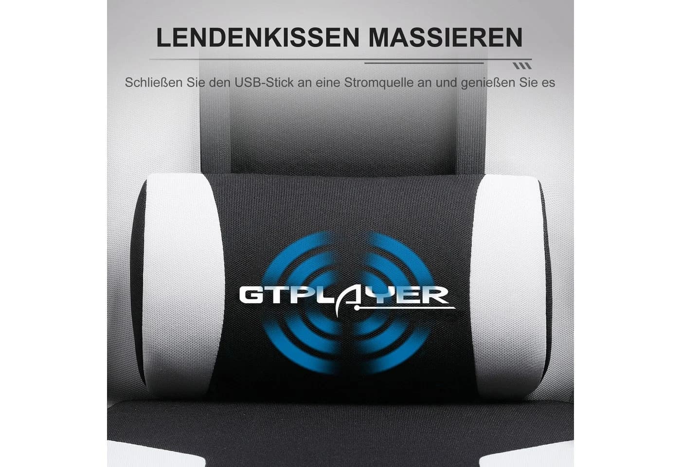 GTPLAYER Gaming-Stuhl mit Massagefunktion und Fußstütze Weiß