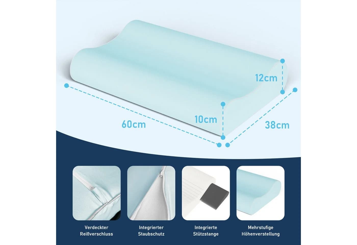 ROYGBIV Ergonomisches Nackenkissen Memory Foam Dual-Höhe - Bild 3