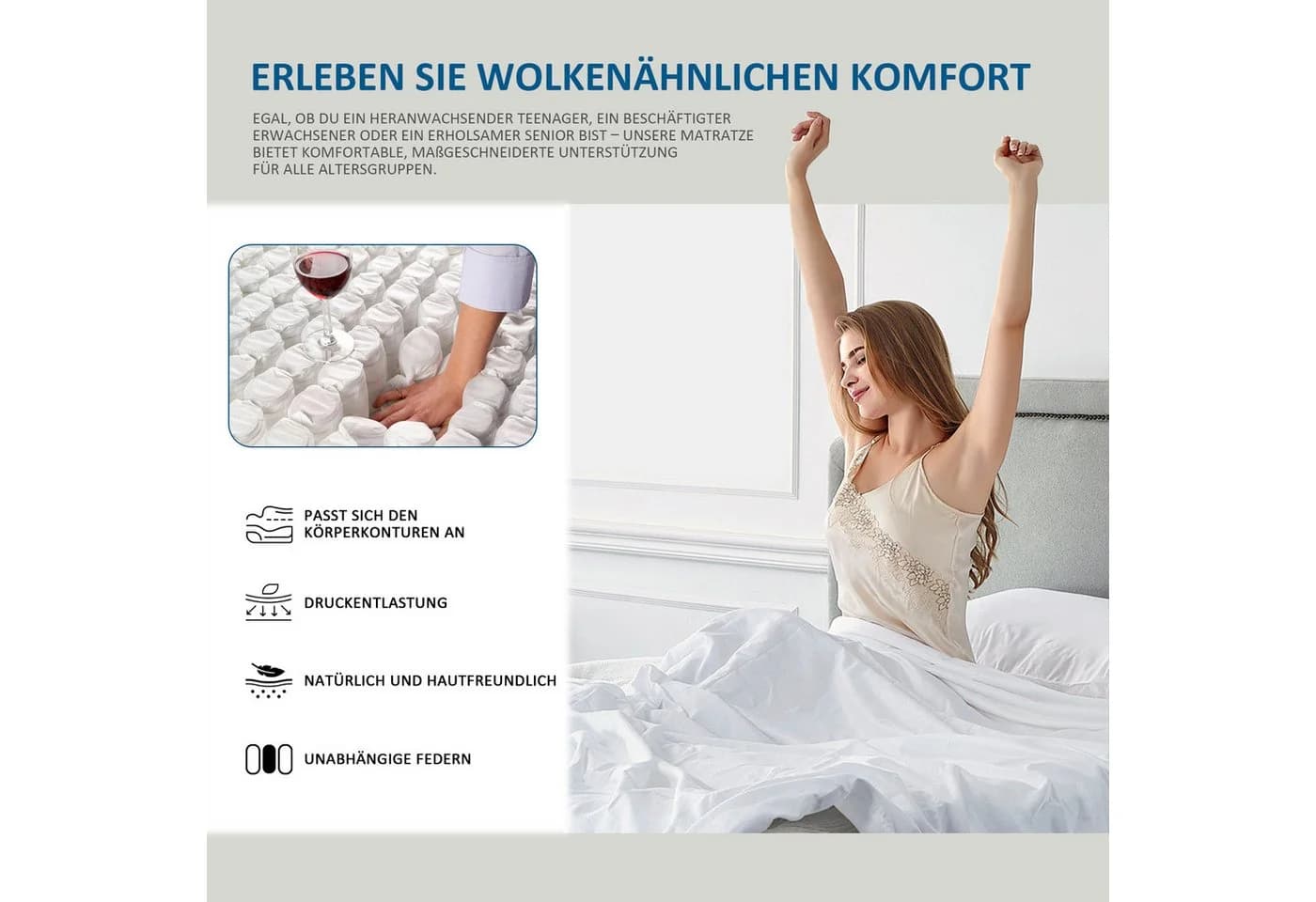 ROYGBIV Taschenfederkernmatratze 25 cm hoch 7 Zonen atmungsaktiv - Bild 5