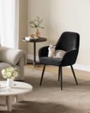ELUCHANG Esszimmerstuhl Samt Schwarz 2er Set Bild 4