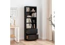 Blishom Bücherregal Schmal 4 Ablagen 2 Schubladen Weiß/Schwarz Bild 5