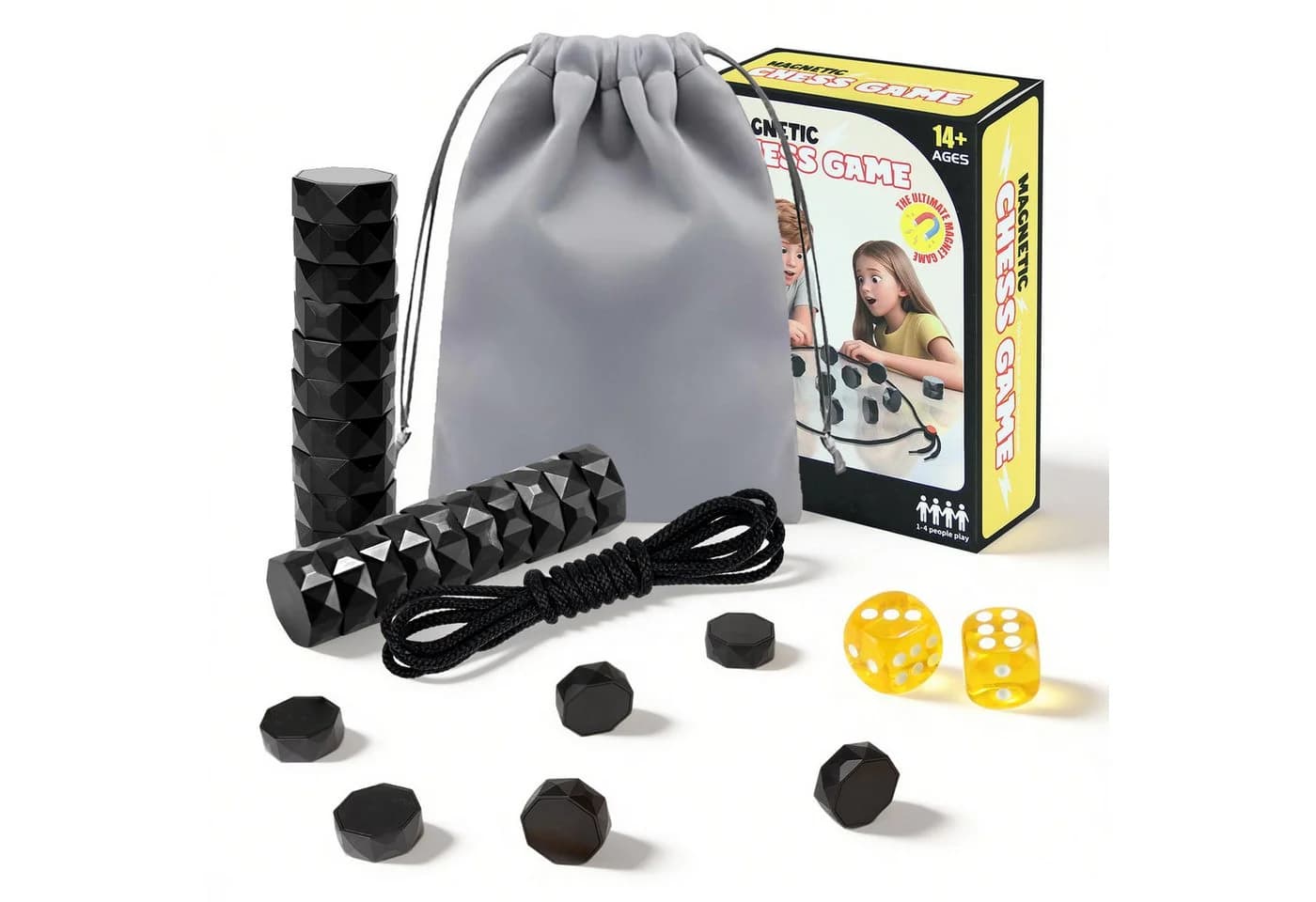 Bundviel Lernspielzeug 20 Stück Magnetisches Schachspiel Schwarz - Bild 2