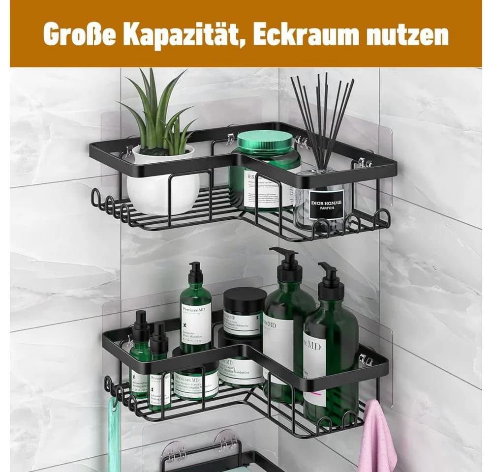 HUGERSTONE Duschregal Ohne Bohren Edelstahl 3-tlg.
