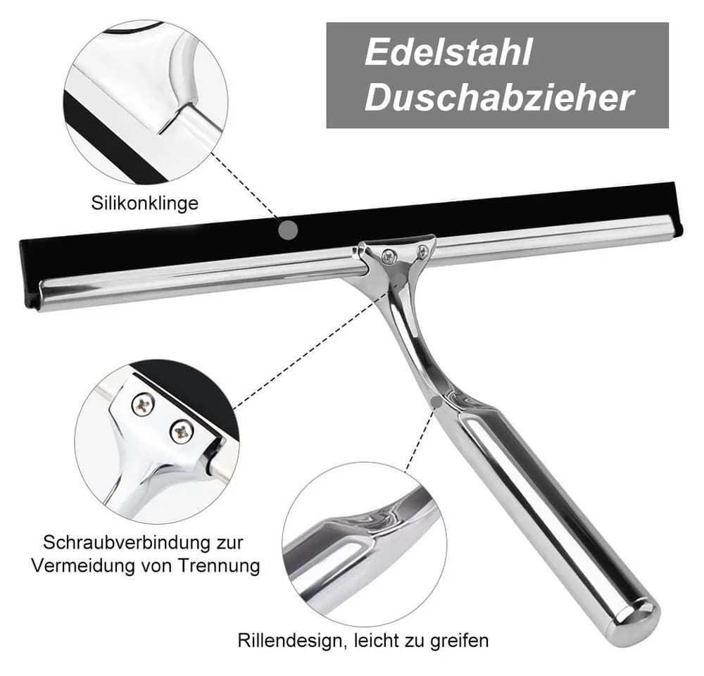 HUGERSTONE Duschabzieher Edelstahl Silber Streifenfrei